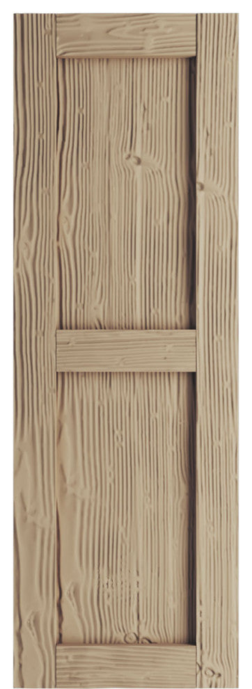 Rustic Two Equal Panel Flat Panel Sandblasted Faux Wood Shutters (Per Pair)