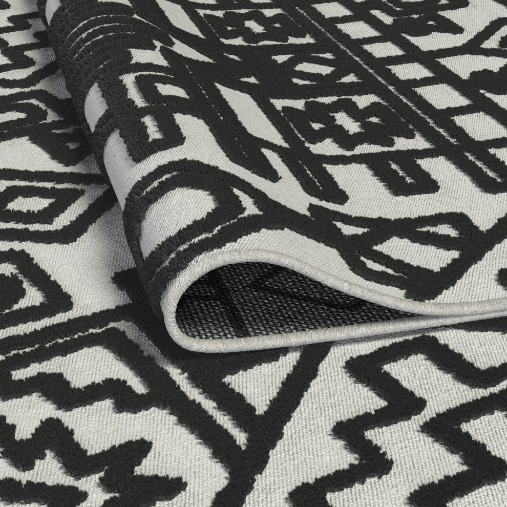 Napa Shanti Black and Ivory Viscose Area Rug, 8x10