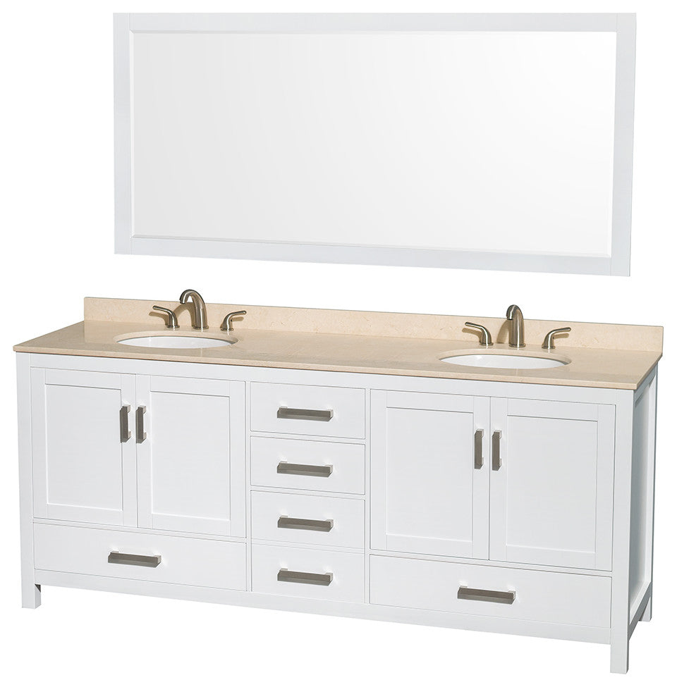 Wyndham WCS141480DWHIVUNOM70 80 Inch Dual Vanity with Oval Sinks and Mirror