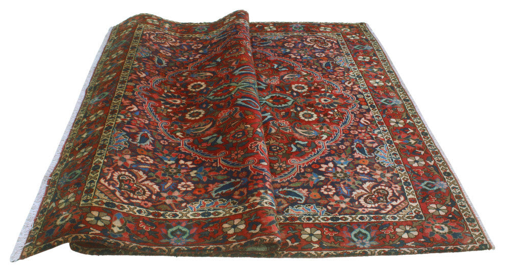 Fine Vintage Distressed Bijar Rust/Gray Rug, 6'2x10'8