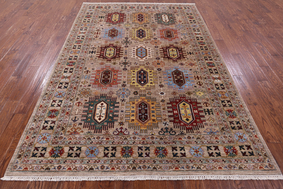 6' 11" X 9' 10" Fine Turkmen Ersari Handmade Wool Rug Q10189