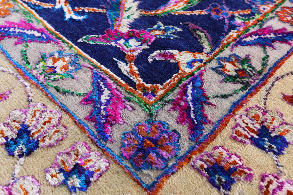 9' Square Hand Knotted Persian Wool & Silk Rug - Q13736