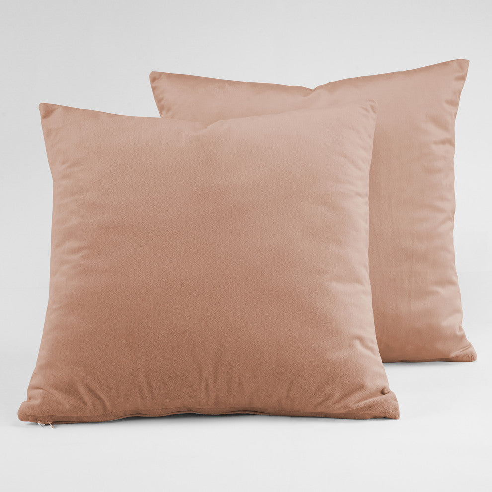 Heritage Plush Velvet Cushion Cover Pair, Peach Blossom, 18w X 18l