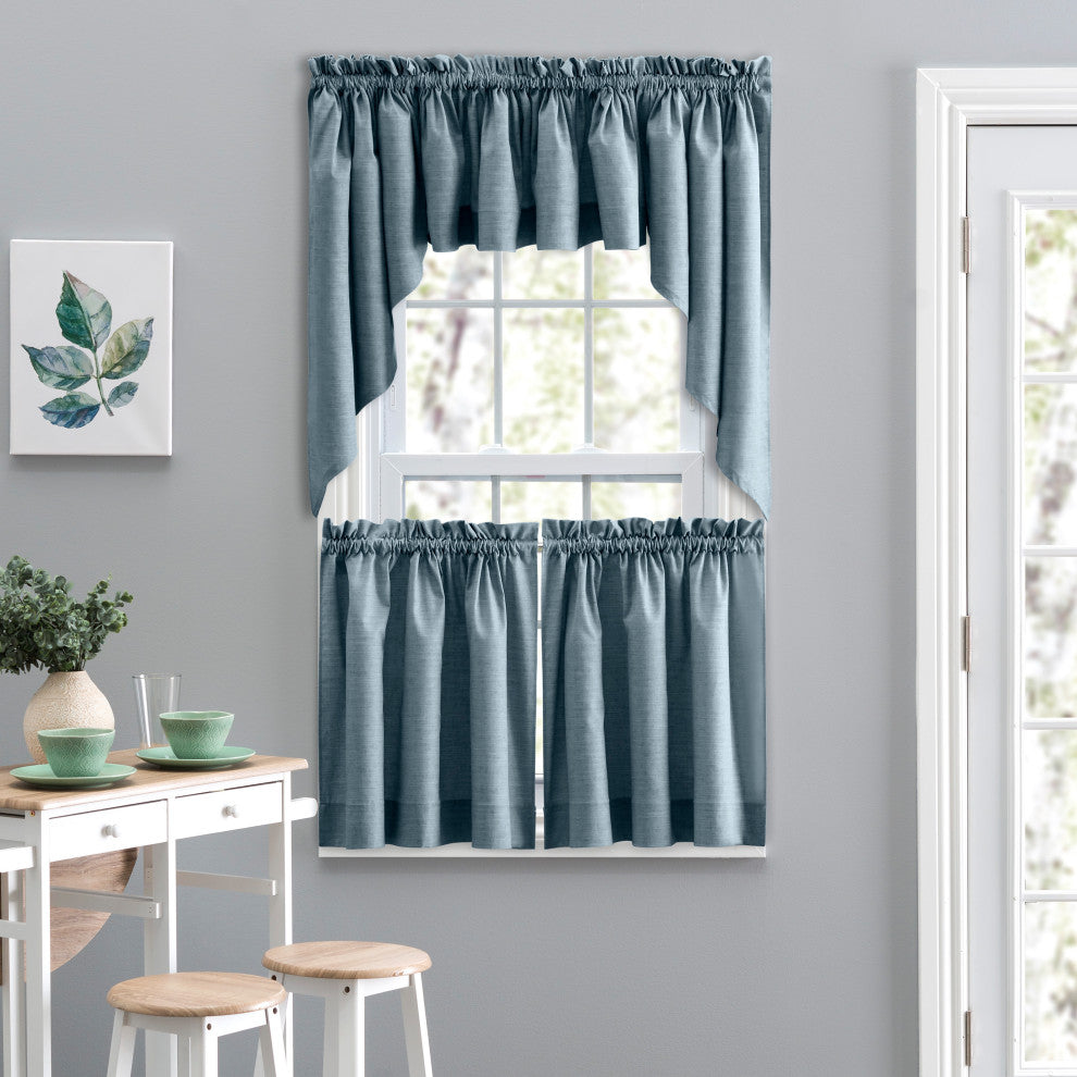 Lisa Solid Tailored Tier, Dusty Blue, 56"x36"