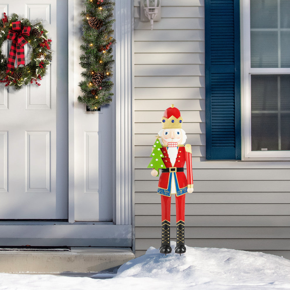 43.25"H Metal Christmas Nutcracker Yard Stake