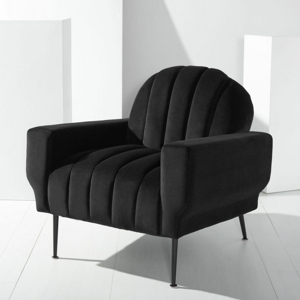 Safavieh Couture Josh Channel Tufted Accent Chair, Black
