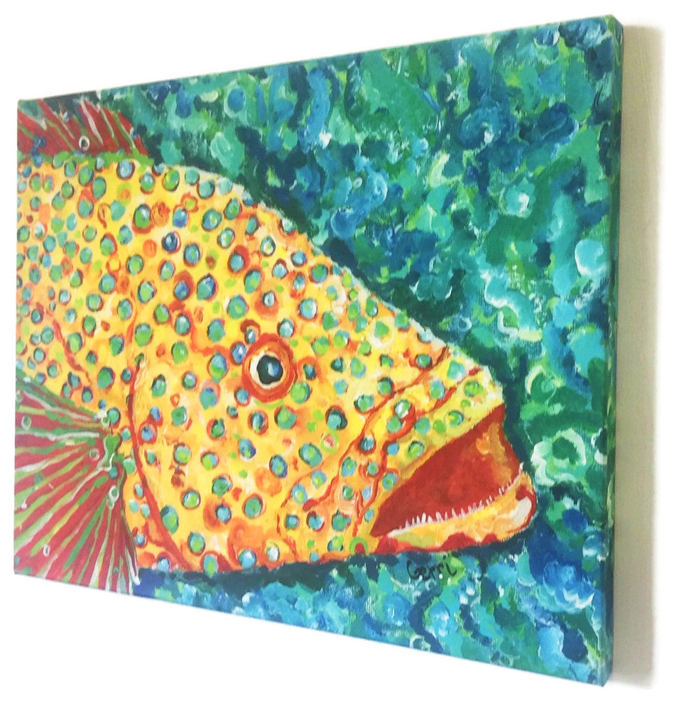 Spotted Grouper Canvas Art, 16"x20"