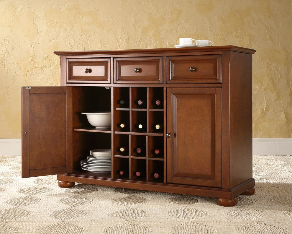 Alexandria Buffet Server / Sideboard Cabinet, Wine Storage, Classic Cherry