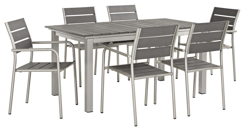 Shore 7-Piece Outdoor Patio Aluminum Outdoor Dining Set
