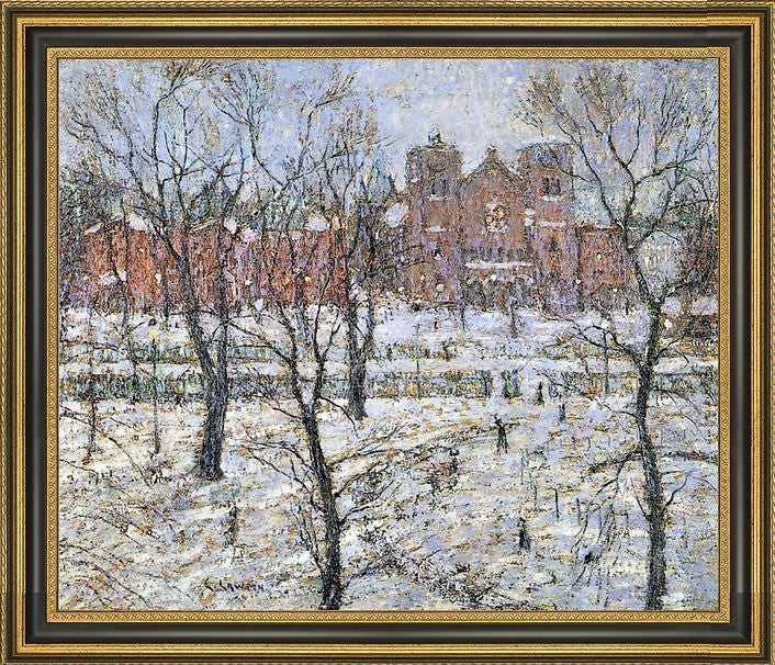 Ernest Lawson Stuyvesant Square in Winter Framed Premium Canvas Print, 16"x20"