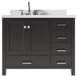 Cambridge Espresso 43" Left Offset Oval Sink Vanity With Quartz Countertop