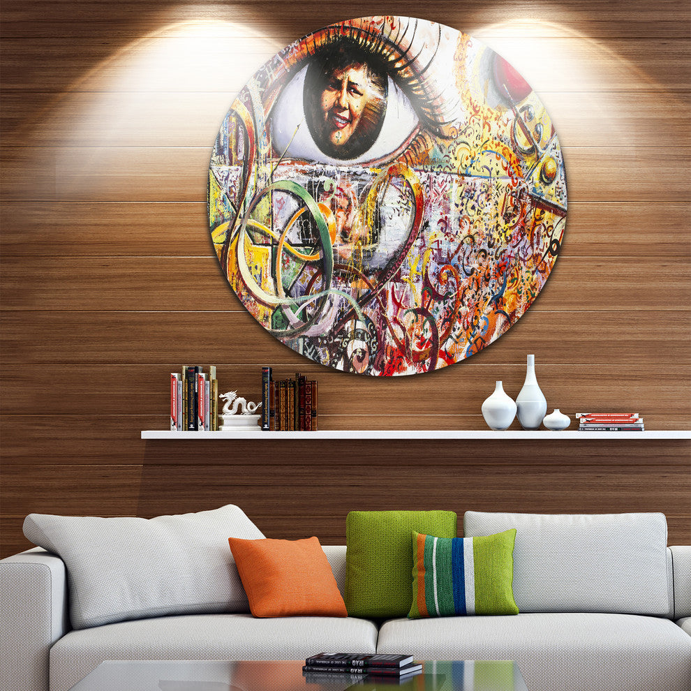 Street Art In Asilah Village, Graffiti Disc Metal Wall Art, 36"