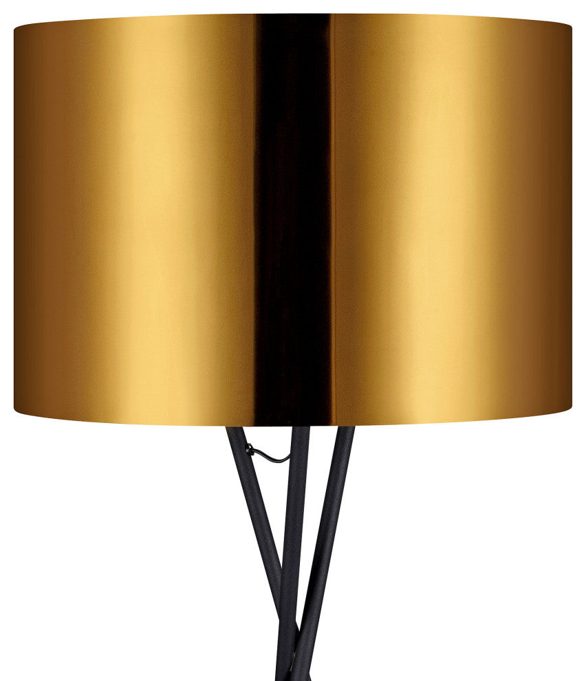 Tall Standing Light Tripod Floor Lamp, Gold