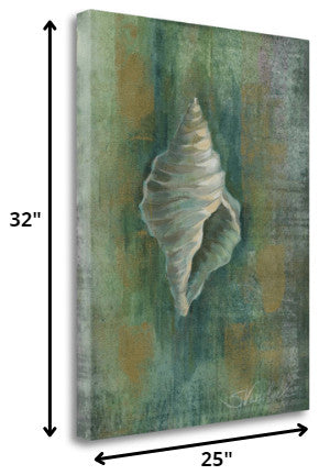 32" Blue and Green Seashell Giclee Wrap Canvas Wall Art