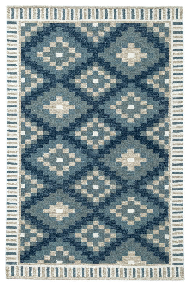 NuStory Mosaic Panja Hand-Made Contemporary Area Rug in Green, 5' x 8'