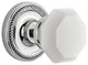 Rope Rosette Privacy Waldorf White Milk Glass Knob, Bright Chrome