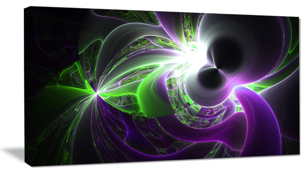 Glowing Purple Green Plasma, Abstract Wall Art Canvas, 32x16
