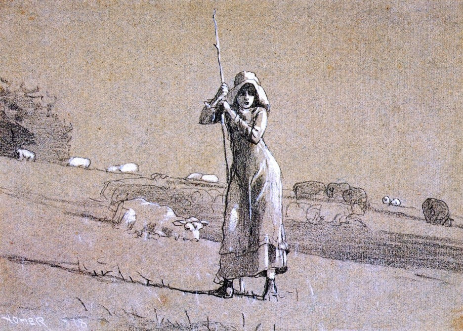 Winslow Homer The Shepherdess, Gallery Wrapped Canvas Print, 18"x27"