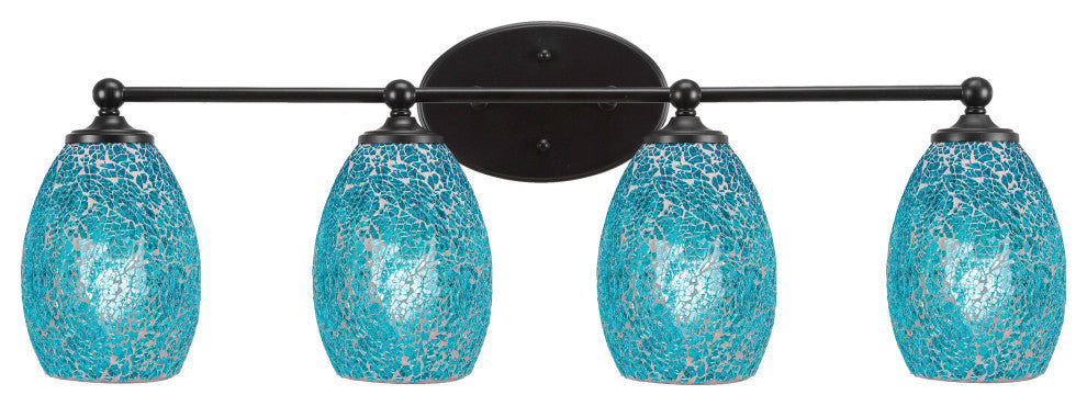 Capri 4-Light Bath Bar, Matte Black/Turquoise Fusion