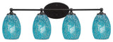 Capri 4-Light Bath Bar, Matte Black/Turquoise Fusion