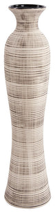 Modern Farmhouse Latte Striped Ceramic Floor Vase