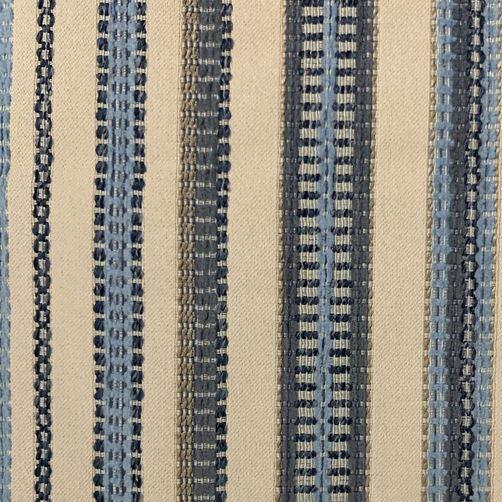 Plutus Blue Beige Lanes Stripe Luxury Throw Pillow, 20"x20"