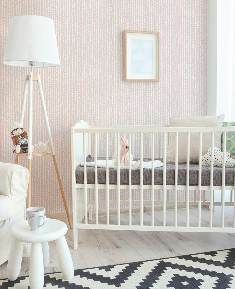 Line Art Peel and Stick Vinyl Wallpaper, Pale Pink, 24"w X 60"h
