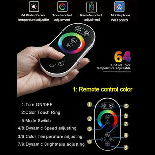 Touch Panel Controlled LED Shower System, Matte Black C - Touch Panel Light