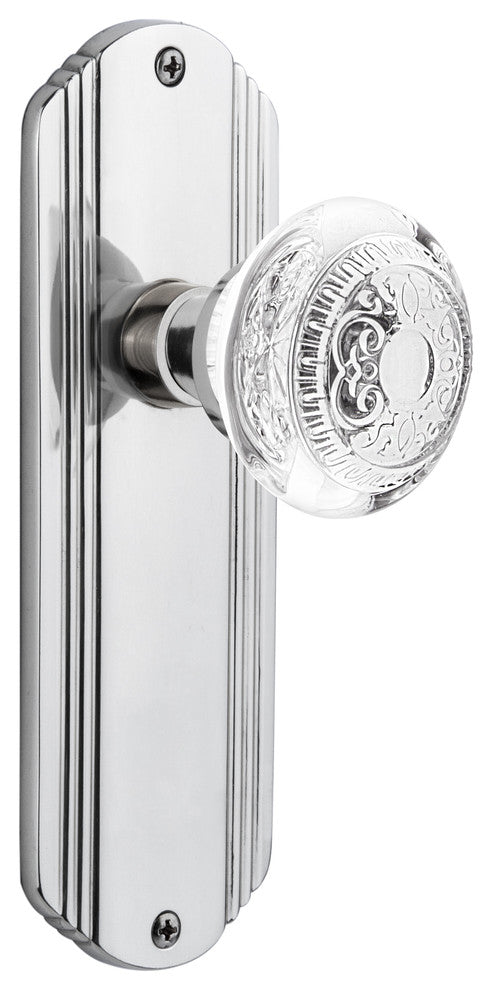Deco Plate Double Dummy Crystal Egg and Dart Knob, Bright Chrome, DECCED