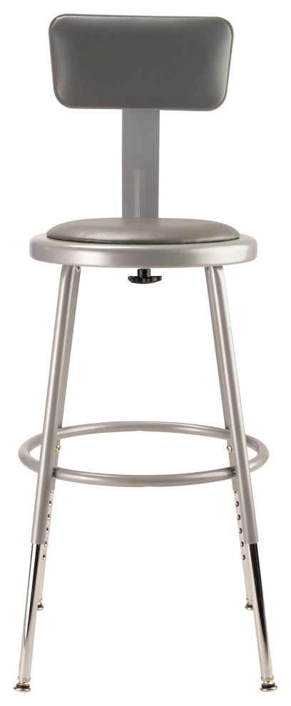 NPS 19"-27" Height Adjustable Vinyl Padded Steel Stool With Backrest, Grey