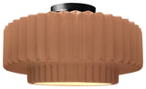 Radiance Medium Tier Pleated Semi-Flush, Adobe Frame, Matte Black Metal, LED