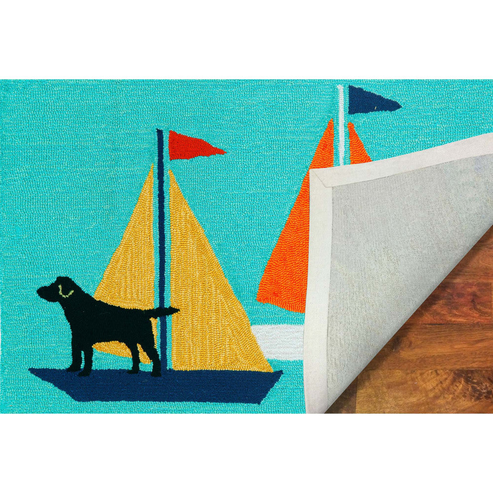 Frontporch Sailing Dog Indoor/Outdoor Rug Blue 2'x3'