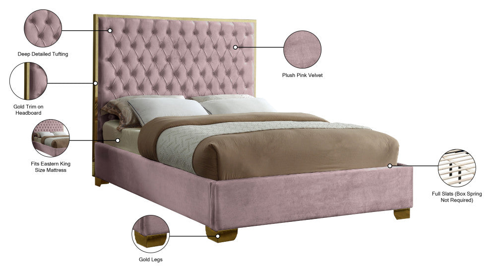 Lana Velvet Bed, Pink, King