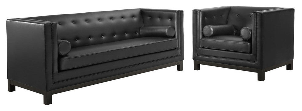 Modway Imperial 2 Piece Living Room Set, Black