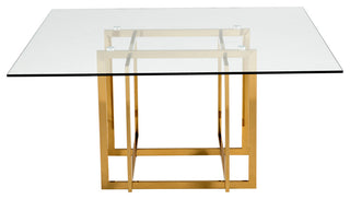 60" Square Glass Top Dining Table