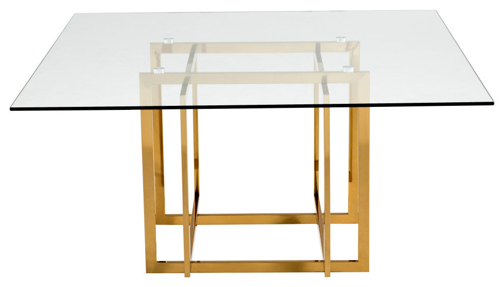 60" Square Glass Top Dining Table