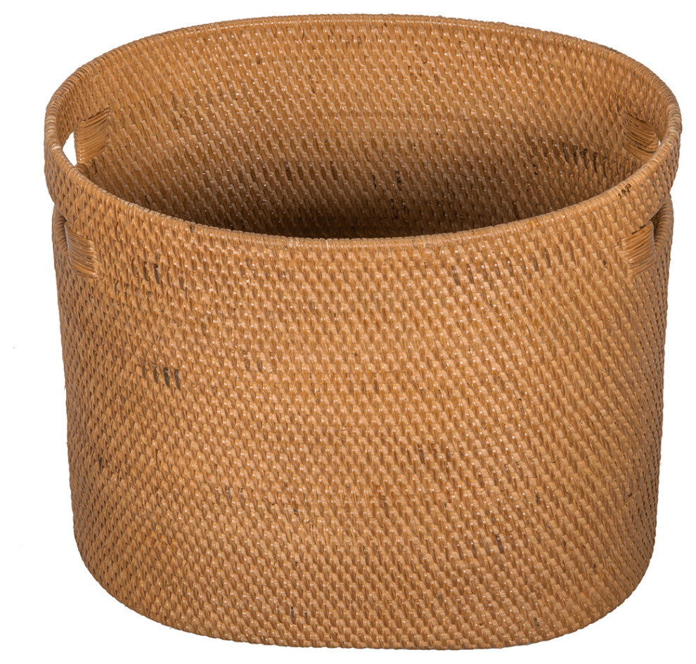 Loma Rattan Oval Magazine Rack, Honey-Brown