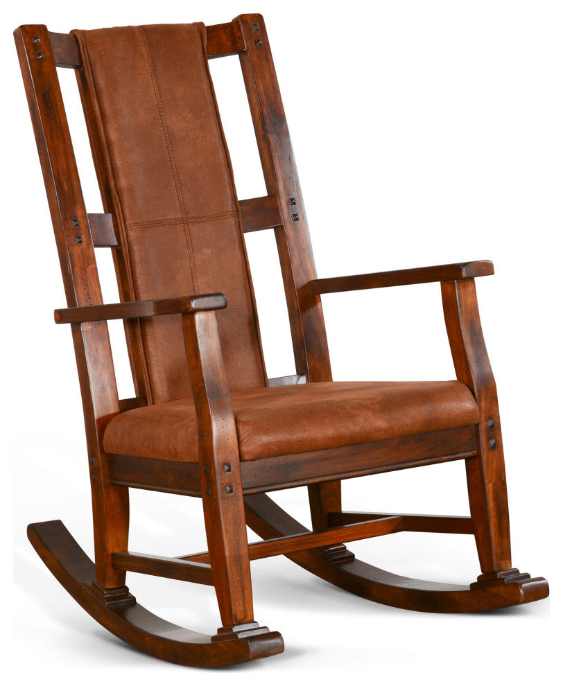 Sunny Designs Santa Fe Farmhouse Mahogany Wood Rocking Chair in Dark Chocolate