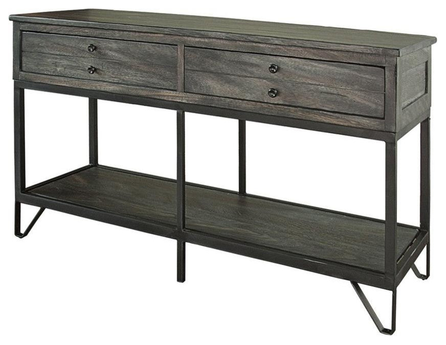 Sawyer Rustic Modern Parota Wood Console Table, Sofa Table
