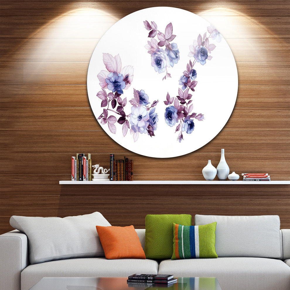 Watercolor Flowers, Floral Round Wall Art, 23"