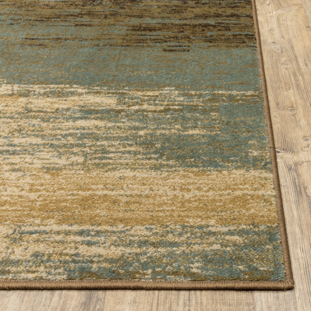 7??9??Blue And Brown Distressed Area Rug