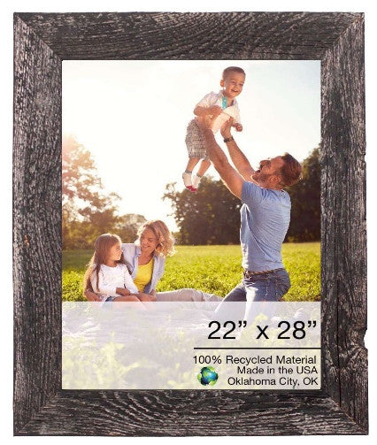 22" X 28" Rustic Farmhouse Rustic Black Wood Frame