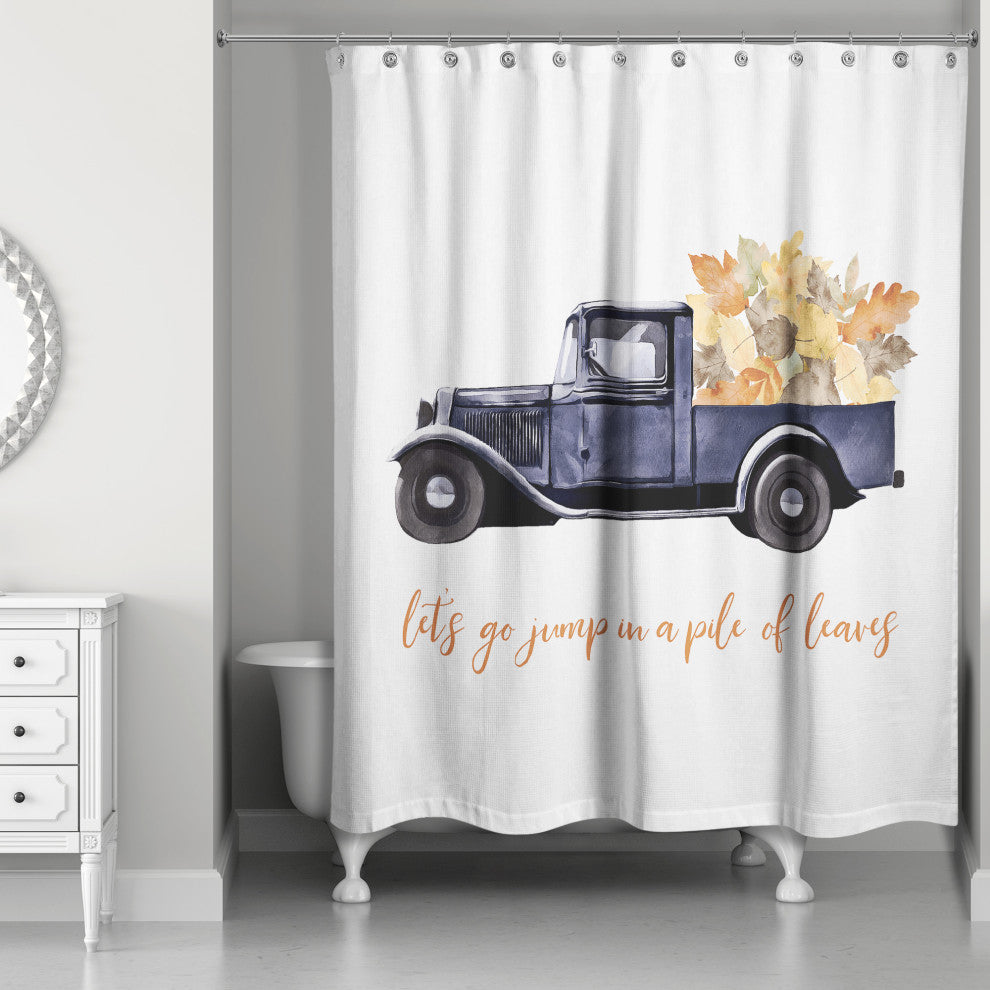 Jump in Pile of Leaves 71x74 Shower Curtain