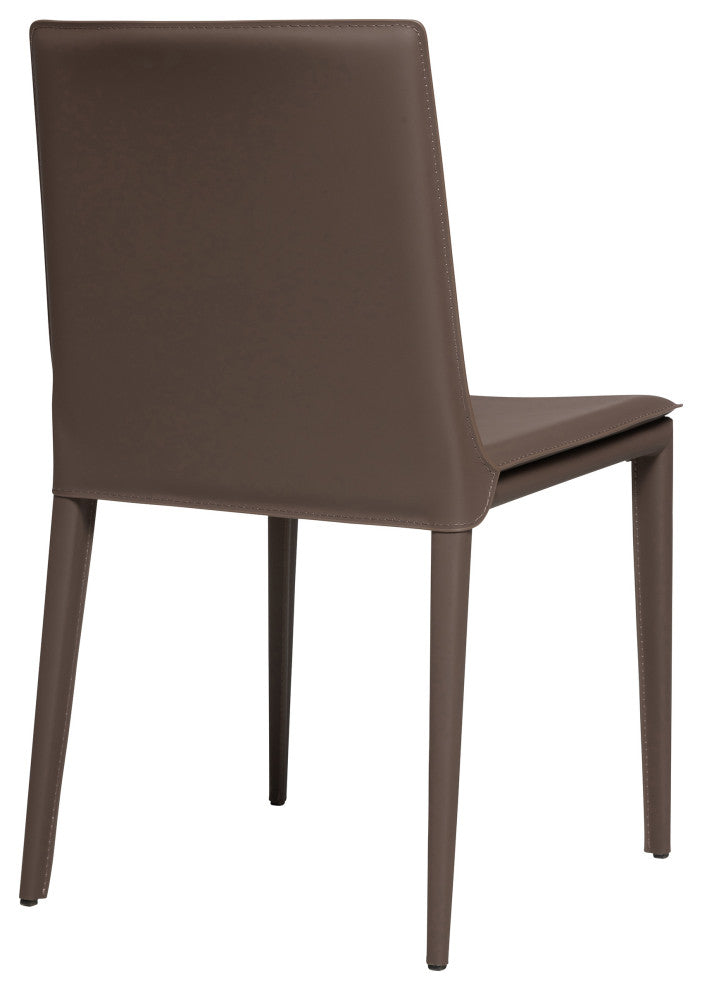 Elite Living Hilton (Set of 2) Modern Leather Upholstered Dining Chair, Brown