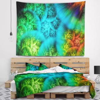 Biblical Sky with Green Clouds Abstract Wall Tapestry, 92"x78"