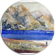 Mountains And Blue Sea, Landscape Round Metal Wall Art, 36"