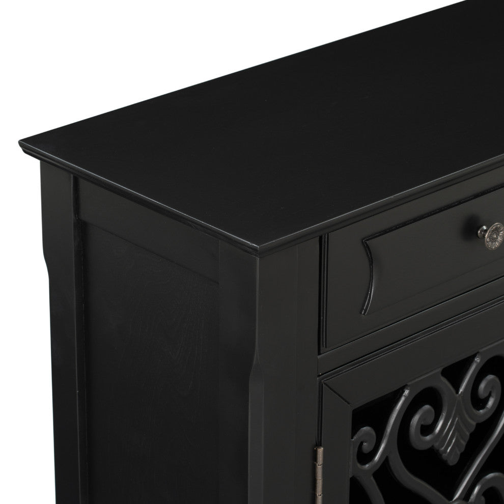 60-inch Wood Sideboard with Adjustable Shelves, Black, 60" X 13"