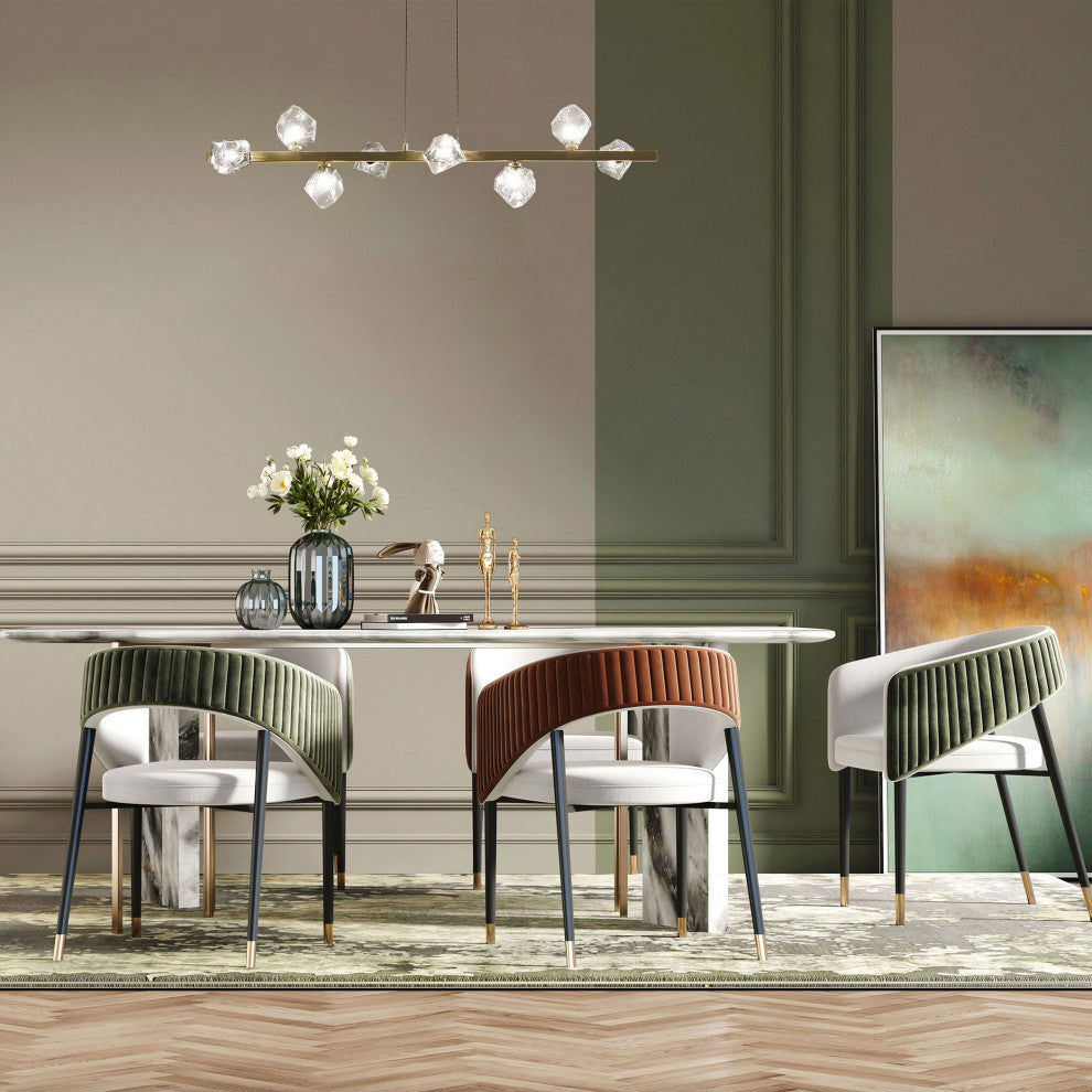 Pearlene Contemporary 8 Light Aged Brass Clear Metal Pendant