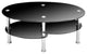 Costway Tempered Glass Oval Side Coffee Table Shelf Chrome Base Living Room