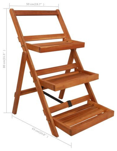 Vidaxl 3-Tier Plant Stand 19.7"x24.8"x31.5" Solid Acacia Wood